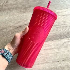 Starbucks 2023 Soft Touch Ruby Red Bling Studded Tumbler 24oz